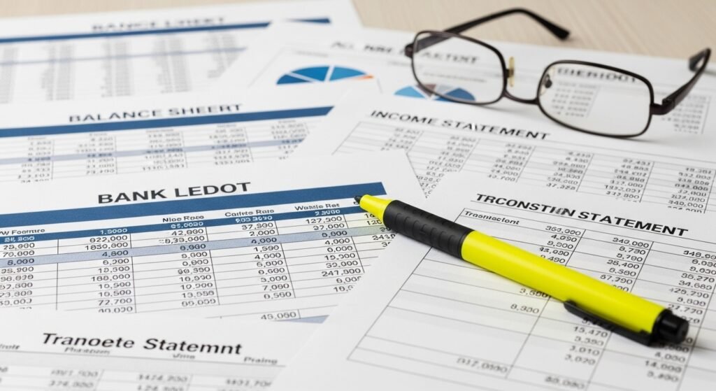 Bank statement and financial review for Spain visa.