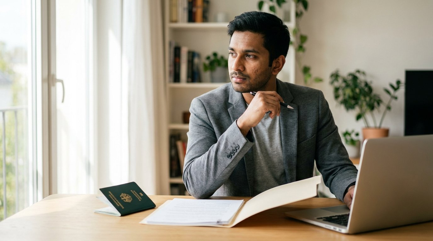 Pakistani professional preparing documents for Germany Opportunity Card Chancenkarte 2026
